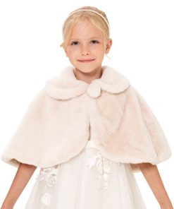 子供ファーボレロ ピアノ発表会ケープ 白 ドレスと合わせて最高 ガールズ ふんわり 記念撮影用 長袖 フォーマル ウェディングショール フェイクファー