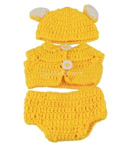 イエロー リボーンベイビーガールドール人形のため 布製 ベリーバンド 帽子 下着セット ドールアクセサリー